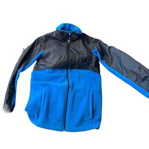 Columbia Fleece Jacket Coat Youth Kids Boys Size L Full Zip Blue Black